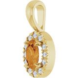 14K Gold Emerald Natural Citrine Halo-Style Necklace or Pendant - Yellow Gold - view 2