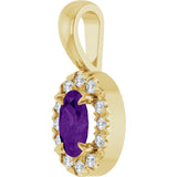 14K Gold Emerald Natural Amethyst Halo-Style Necklace or Pendant - Yellow Gold - view 2