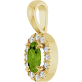 14K Gold Emerald Natural Peridot Halo-Style Necklace or Pendant - Yellow Gold - view 2