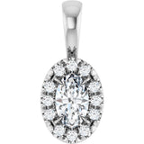 Platinum Emerald Natural White Sapphire Halo-Style Necklace or Pendant