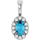 Platinum Emerald Natural Aquamarine Halo-Style Necklace or Pendant