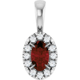 Platinum Emerald Natural Mozambique Garnet Halo-Style Necklace or Pendant