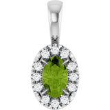 Platinum Emerald Natural Peridot Halo-Style Necklace or Pendant