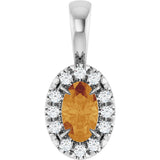 Platinum Emerald Natural Citrine Halo-Style Necklace or Pendant