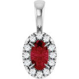 Platinum Emerald Natural Ruby Halo-Style Necklace or Pendant