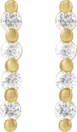 14K Gold Round Natural Diamond Accented Bar Earrings III - Yellow Gold - view 2