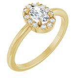 14K Gold Emerald Natural White Sapphire Halo-Style Ring - Yellow Gold