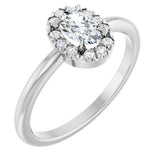 Platinum Emerald Natural White Sapphire Halo-Style Ring