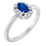 Platinum Emerald Lab-Grown Blue Sapphire Halo-Style Ring