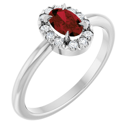 Platinum Emerald Natural Mozambique Garnet Halo-Style Ring