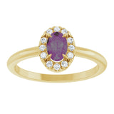14K Gold Emerald Lab-Grown Alexandrite Halo-Style Ring - Yellow Gold - view 3