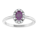 14K Gold Emerald Lab-Grown Alexandrite Halo-Style Ring - White Gold - view 3
