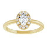 14K Gold Emerald Natural White Sapphire Halo-Style Ring - Yellow Gold - view 3
