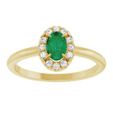 14K Gold Emerald Natural Emerald Halo-Style Ring - Yellow Gold - view 3