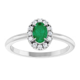 Platinum Emerald Lab-Grown Emerald Halo-Style Ring - view 3