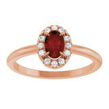 14K Gold Emerald Natural Mozambique Garnet Halo-Style Ring - Rose Gold - view 3