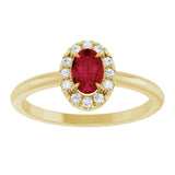 14K Gold Emerald Natural Ruby Halo-Style Ring - Yellow Gold - view 3