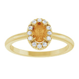14K Gold Emerald Natural Citrine Halo-Style Ring - Yellow Gold - view 3