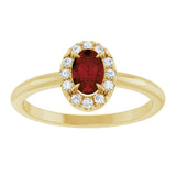 14K Gold Emerald Natural Mozambique Garnet Halo-Style Ring - Yellow Gold - view 3