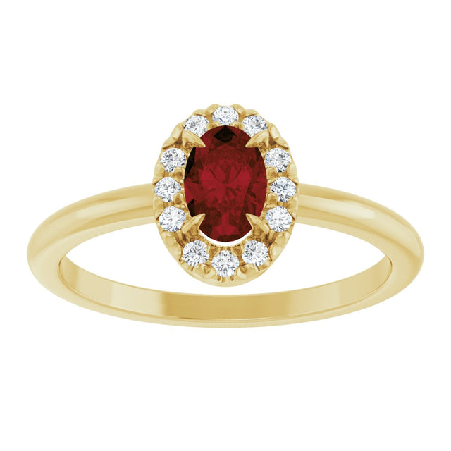 14K Gold Emerald Natural Mozambique Garnet Halo-Style Ring - Yellow Gold - view 3
