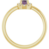 14K Gold Emerald Lab-Grown Alexandrite Halo-Style Ring - Yellow Gold - view 2