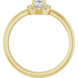 14K Gold Emerald Natural White Sapphire Halo-Style Ring - Yellow Gold - view 2