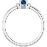 Platinum Emerald Lab-Grown Blue Sapphire Halo-Style Ring - view 2