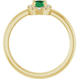 14K Gold Emerald Lab-Grown Emerald Halo-Style Ring - Yellow Gold - view 2