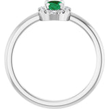 Platinum Emerald Lab-Grown Emerald Halo-Style Ring - view 2