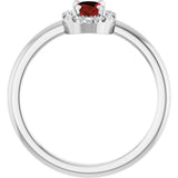 Platinum Emerald Natural Mozambique Garnet Halo-Style Ring - view 2