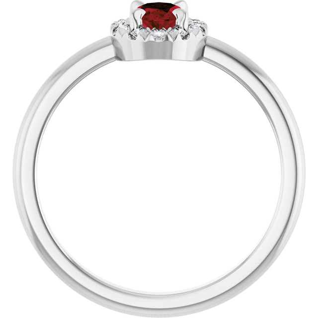 Platinum Emerald Natural Mozambique Garnet Halo-Style Ring - view 2