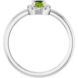 Platinum Emerald Natural Peridot Halo-Style Ring - view 2