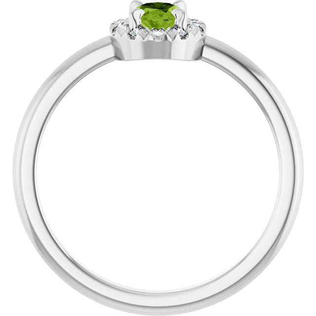 Platinum Emerald Natural Peridot Halo-Style Ring - view 2