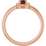 14K Gold Emerald Natural Mozambique Garnet Halo-Style Ring - Rose Gold - view 2