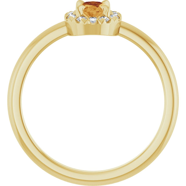 14K Gold Emerald Natural Citrine Halo-Style Ring - Yellow Gold - view 2