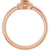 14K Gold Emerald Natural Citrine Halo-Style Ring - Rose Gold - view 2