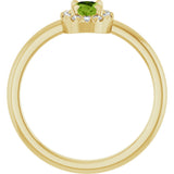 14K Gold Emerald Natural Peridot Halo-Style Ring - Yellow Gold - view 2