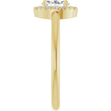 14K Gold Emerald Natural White Sapphire Halo-Style Ring - Yellow Gold - view 4