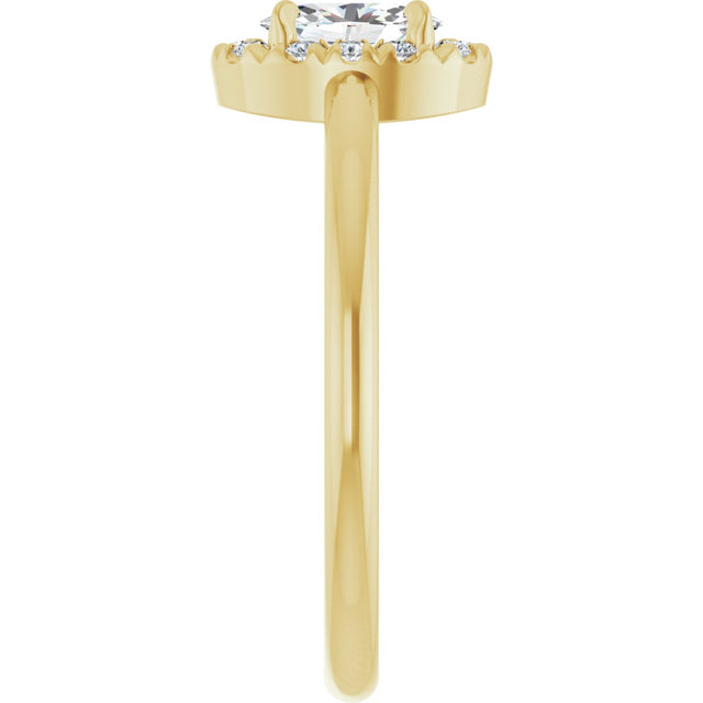 14K Gold Emerald Natural White Sapphire Halo-Style Ring - Yellow Gold - view 4