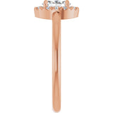 14K Gold Emerald Natural White Sapphire Halo-Style Ring - Rose Gold - view 4