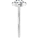14K Gold Emerald Natural White Sapphire Halo-Style Ring - White Gold - view 4