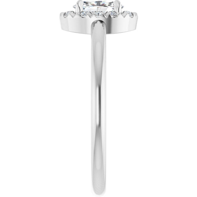 14K Gold Emerald Natural White Sapphire Halo-Style Ring - White Gold - view 4