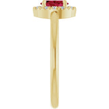 14K Gold Emerald Lab-Grown Ruby Halo-Style Ring - Yellow Gold - view 4