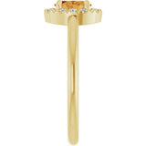 14K Gold Emerald Natural Citrine Halo-Style Ring - Yellow Gold - view 4