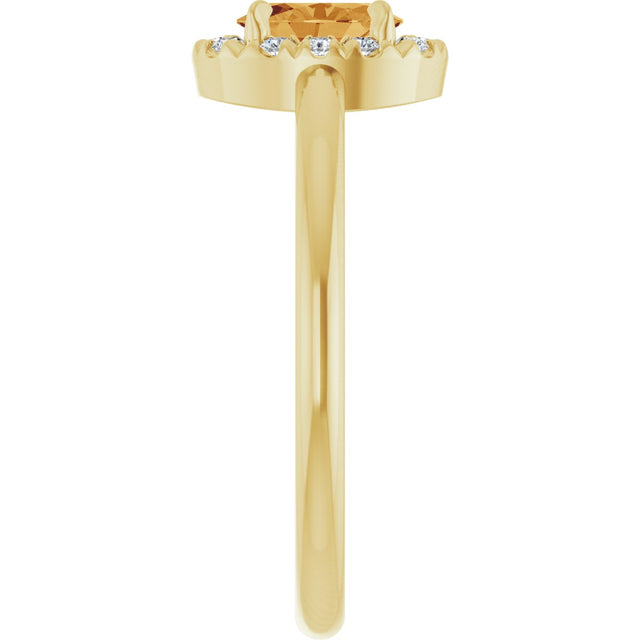 14K Gold Emerald Natural Citrine Halo-Style Ring - Yellow Gold - view 4