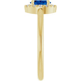 14K Gold Emerald Natural Blue Sapphire Halo-Style Ring - Yellow Gold - view 4