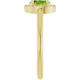 14K Gold Emerald Natural Peridot Halo-Style Ring - Yellow Gold - view 4