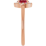 14K Gold Emerald Natural Ruby Halo-Style Ring - Rose Gold - view 4