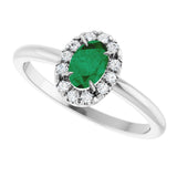 Platinum Emerald Natural Emerald Halo-Style Ring - view 5