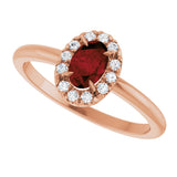 14K Gold Emerald Natural Mozambique Garnet Halo-Style Ring - Rose Gold - view 5